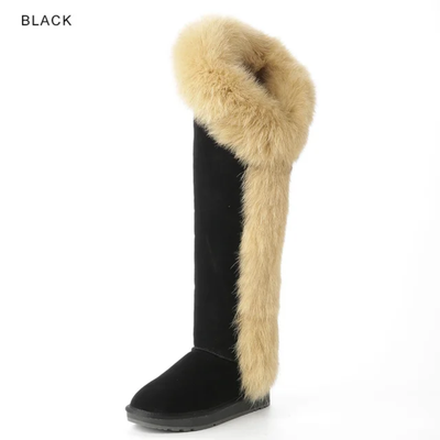 Fur Winter Boots –  knee High Boots W/Shearling Lining Boots Fur  Detail