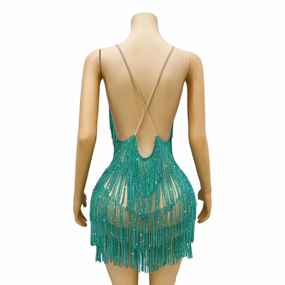 Rhinestone Fringes Chains Dress (Ready to Ship)