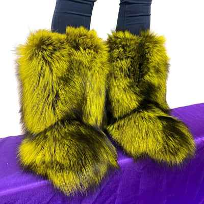 Fox Fur Boots – Winter Flat Boots