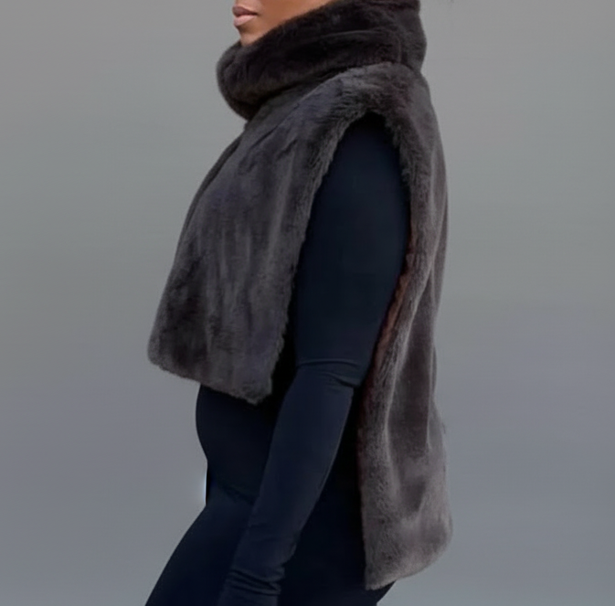 A turtle Neco Faux Fur Long Top- Prima Dons and Donnas