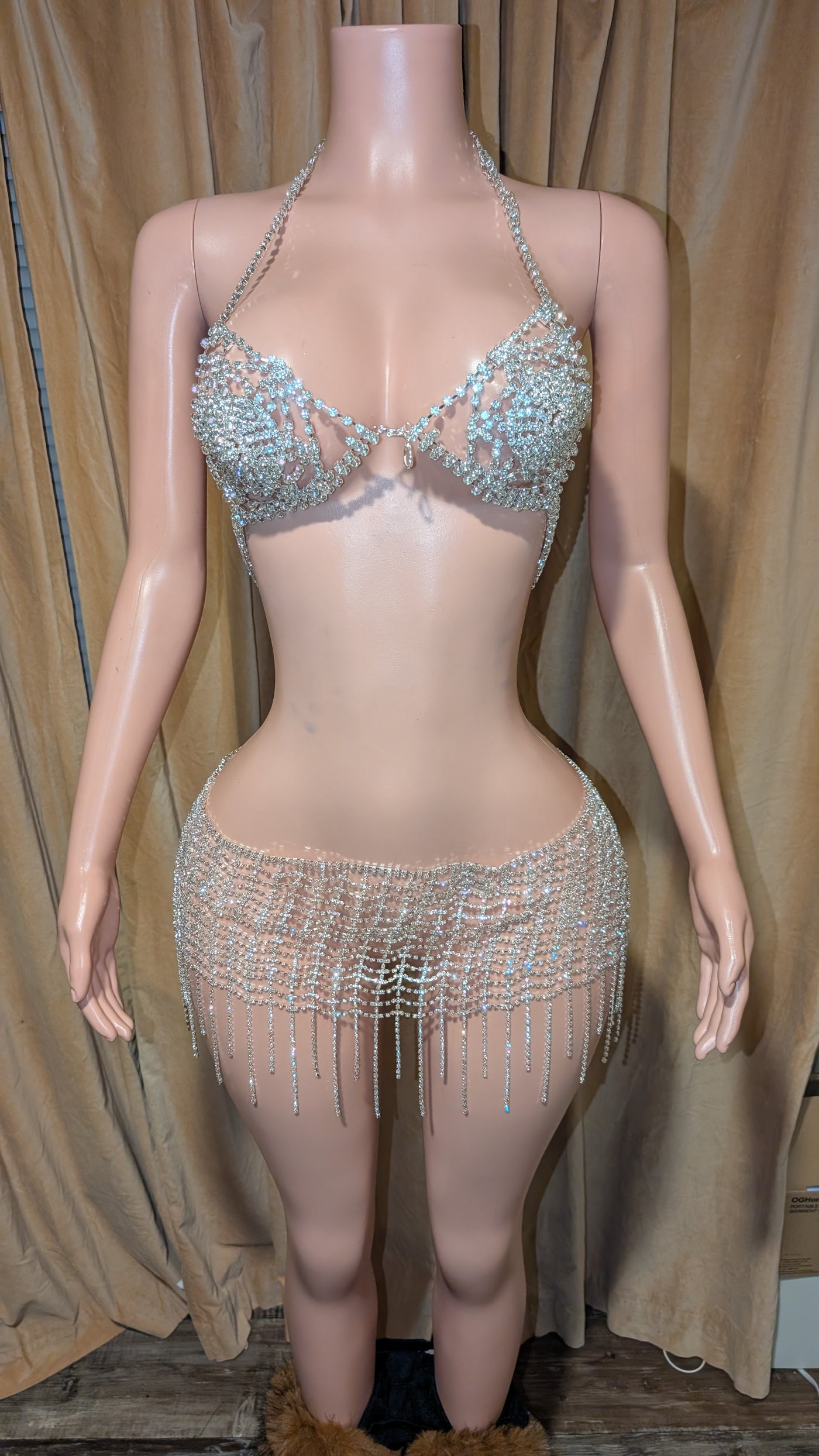 Rhinestone Circle Bra Skirt Set (Ready to Ship)- Prima Dons and Donnas