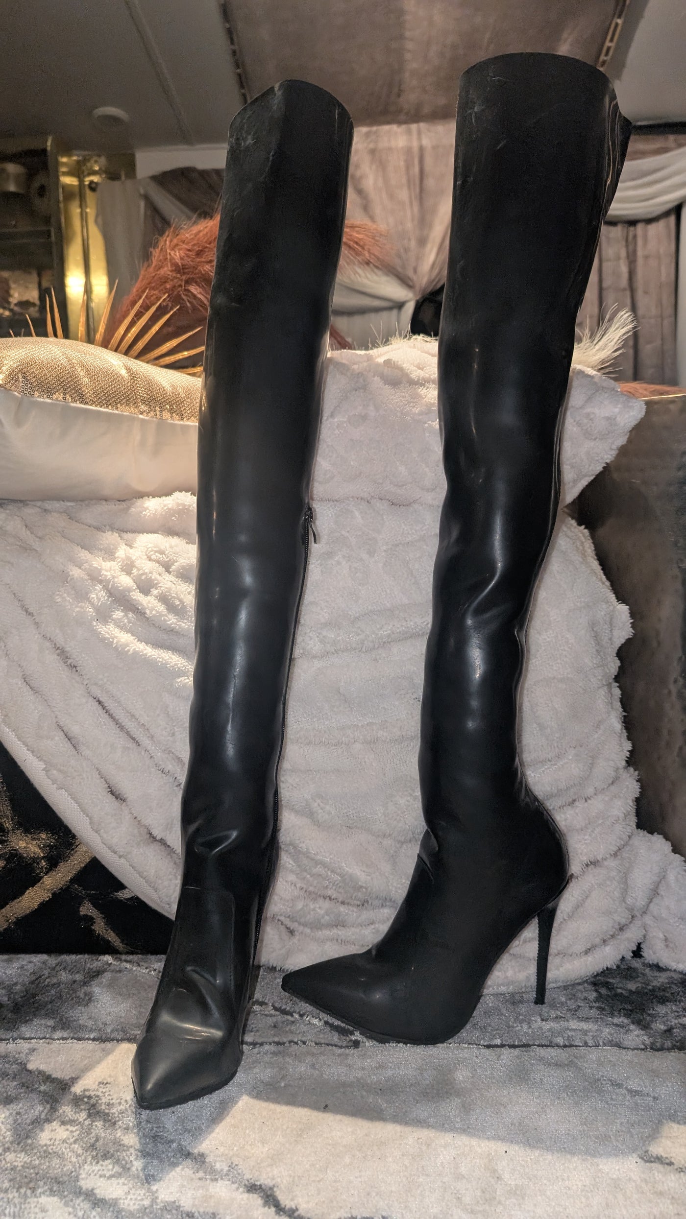 Thigh High Natural Latex Rubber Boots | Custom Fit Stretch Boots | Made To  Fit