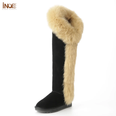 Fur Winter Boots –  knee High Boots W/Shearling Lining Boots Fur  Detail