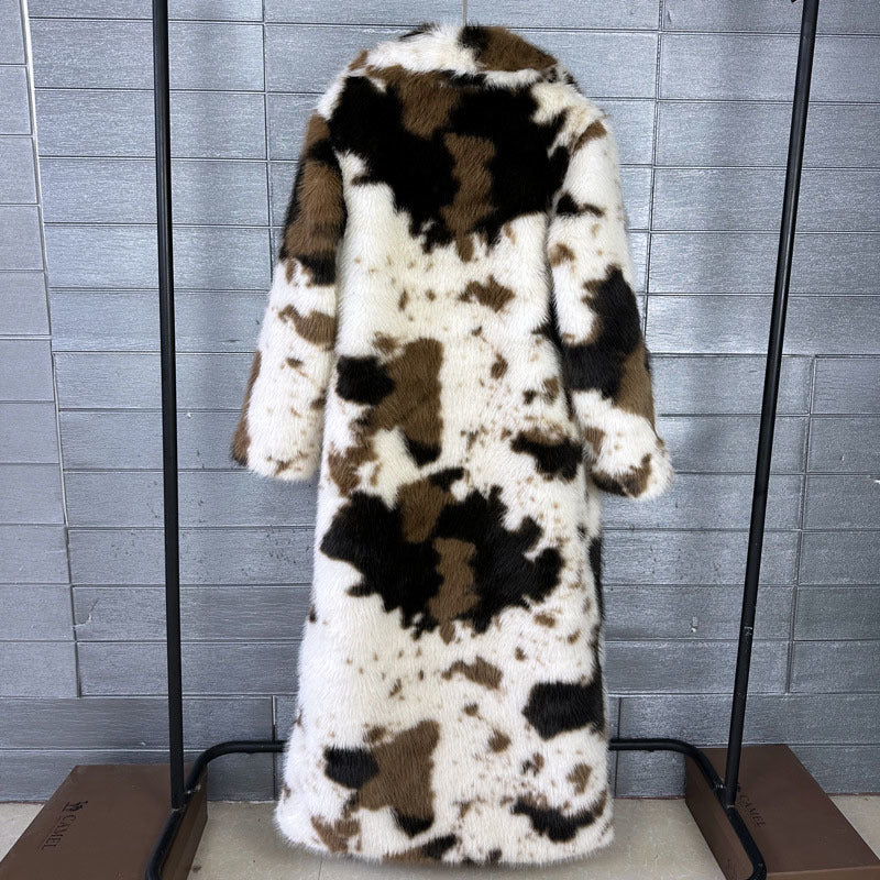 Cow Print Faux Fur Coat - By Prima DND