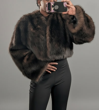 Cropped Faux Big Sleeve Fur Mink Coat Jacket- By Prima DND