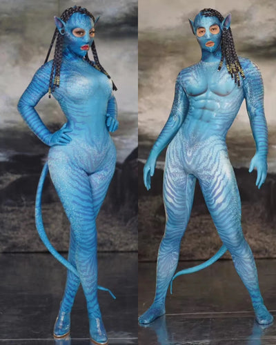 Aviator Costume – Men's & Women's Blue Mesh Outfit With Hand-Painted Details-(Ready to Ship)