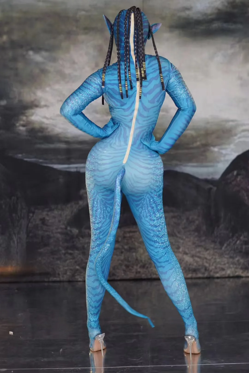 Aviator Costume – Men's & Women's Blue Mesh Outfit With Hand-Painted Details-(Ready to Ship)