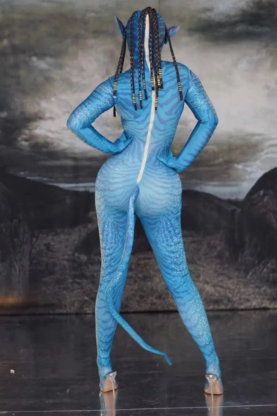 Aviator Costume – Men's & Women's Blue Mesh Outfit With Hand-Painted Details-(Ready to Ship)