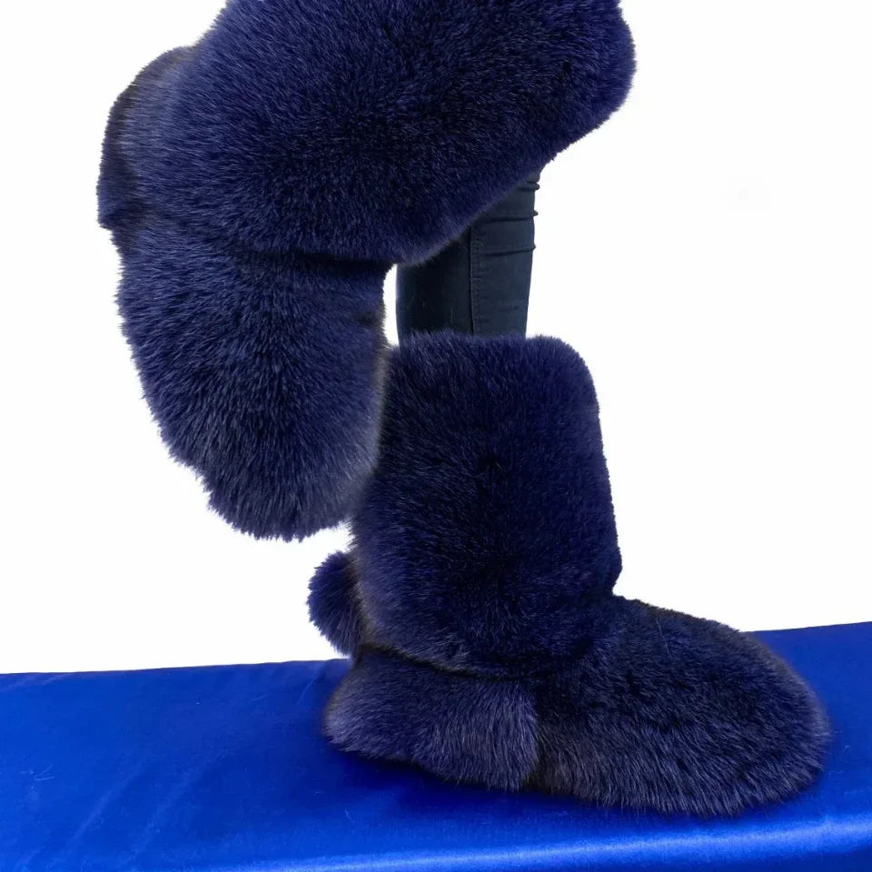 Fox Fur Boots – Winter Flat Boots