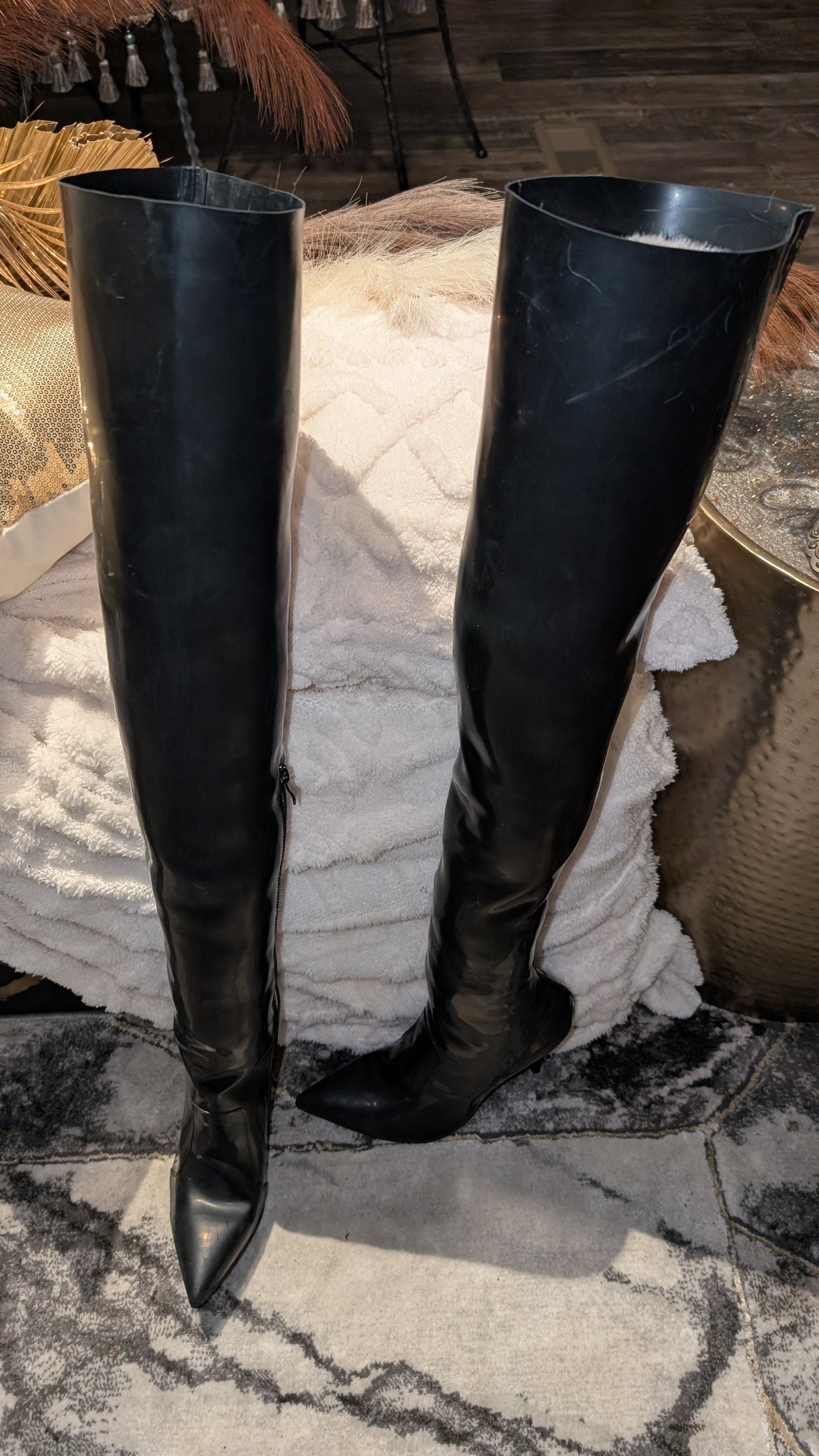 Thigh High Natural Latex Rubber Boots | Custom Fit Stretch Boots | Made To  Fit
