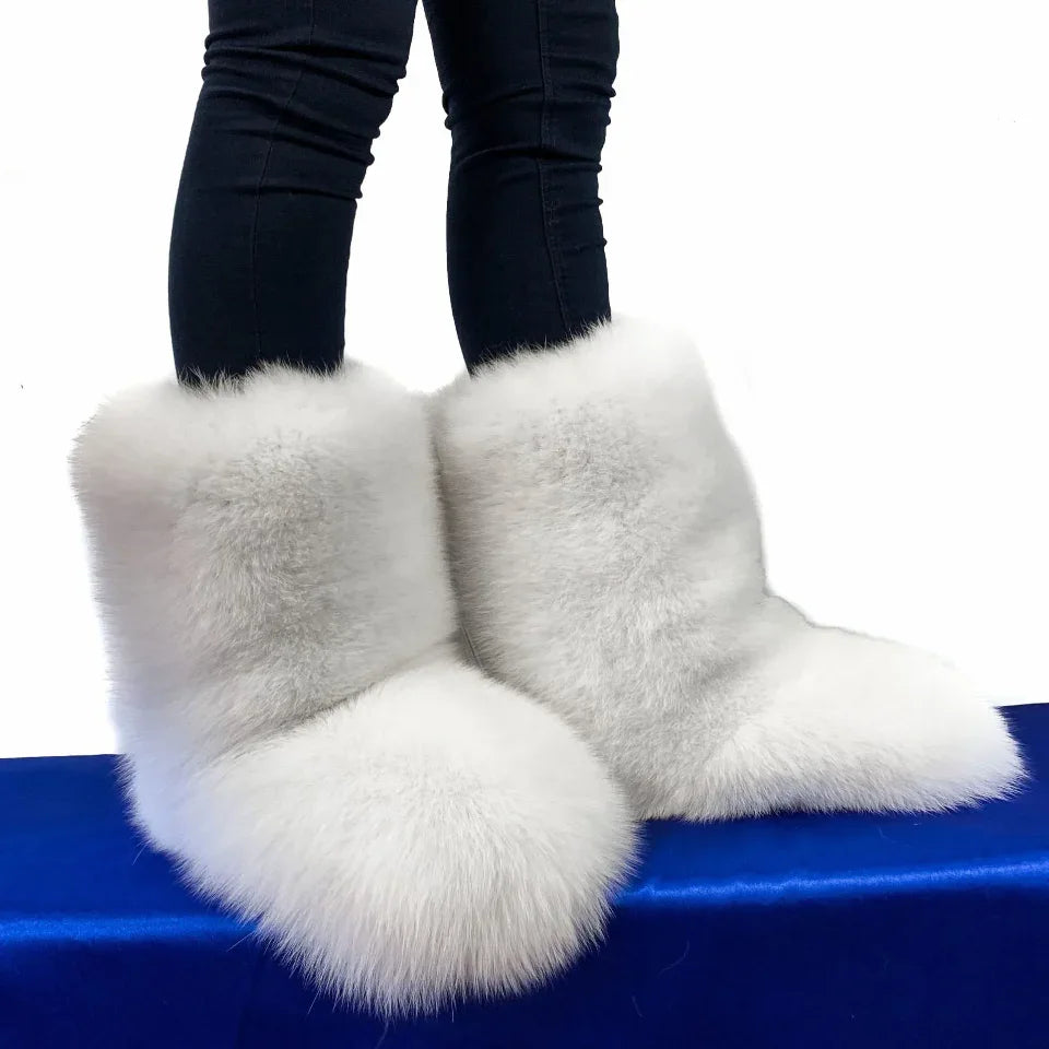 Fox Fur Boots – Winter Flat Boots