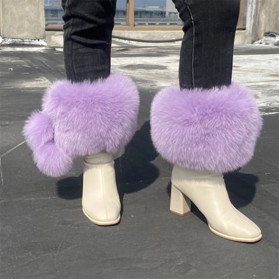 Natural Fur Leg Warmers - Cozy Winter Boot Covers | Luxury Plush Accessories