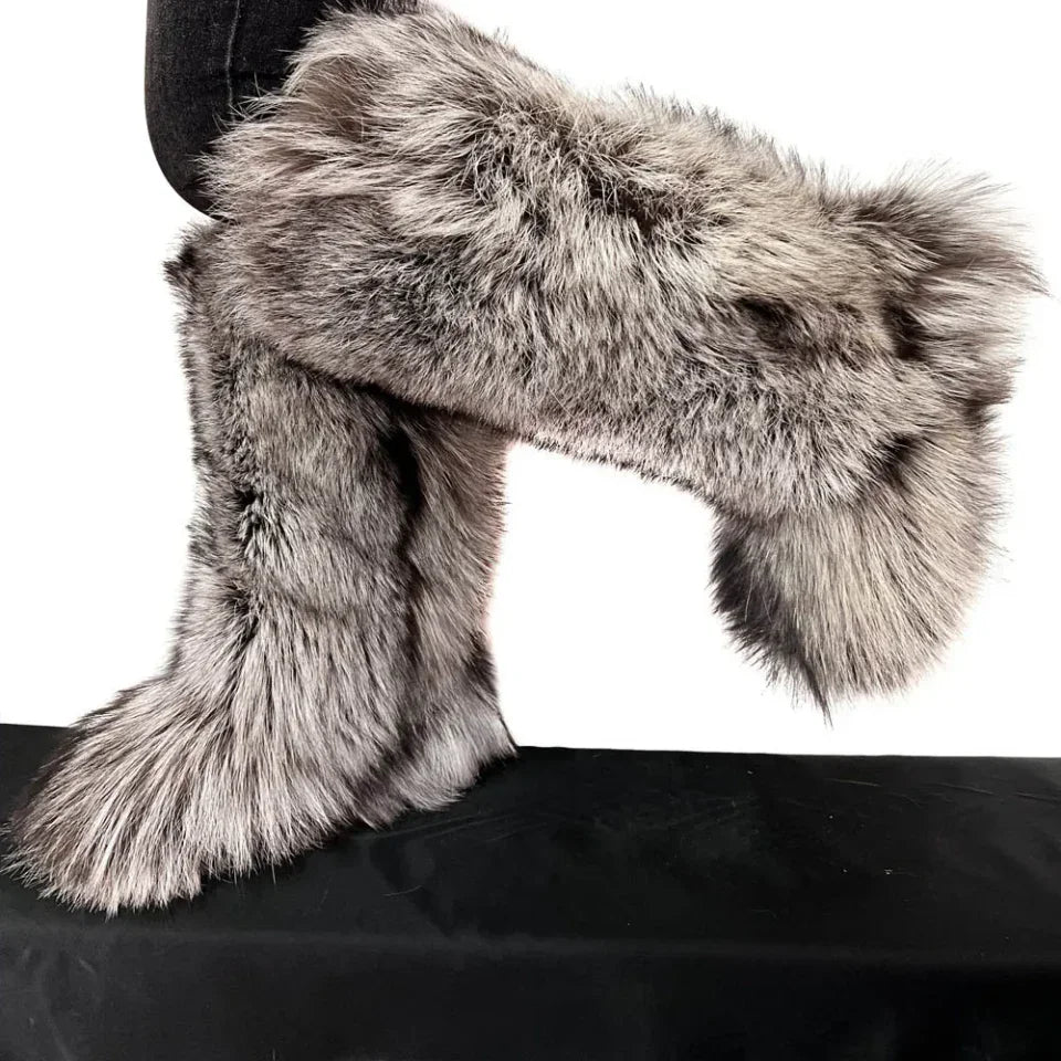 Fox Fur Boots – Winter Flat Boots
