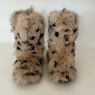 Fox Fur Winter Boots - Custom Sized Two Tone Flat Calf Fur Boots