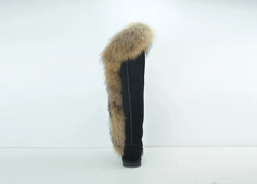 Fur Winter Boots –  knee High Boots W/Shearling Lining Boots Fur  Detail
