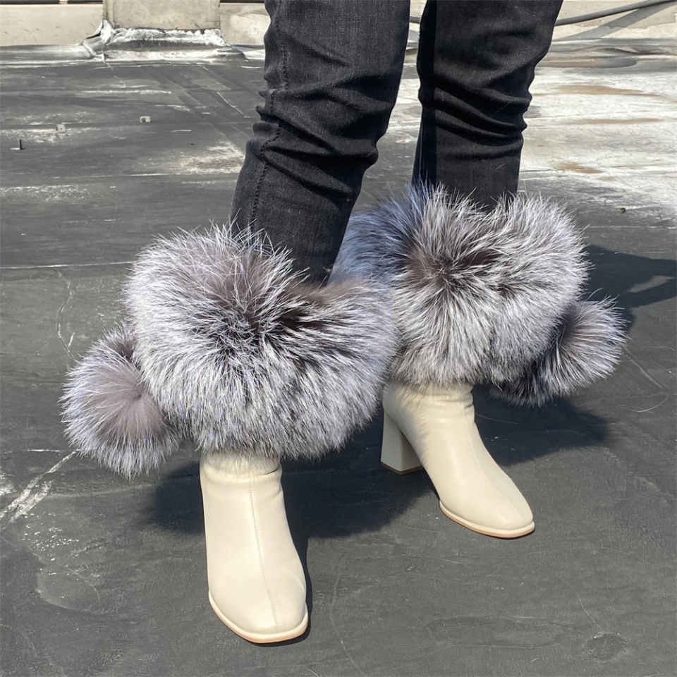 Natural Fur Leg Warmers - Cozy Winter Boot Covers | Luxury Plush Accessories