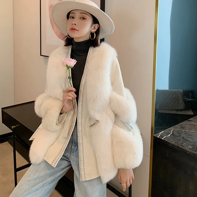 Detailed Faux Fluffy Fur Hip Jacket.