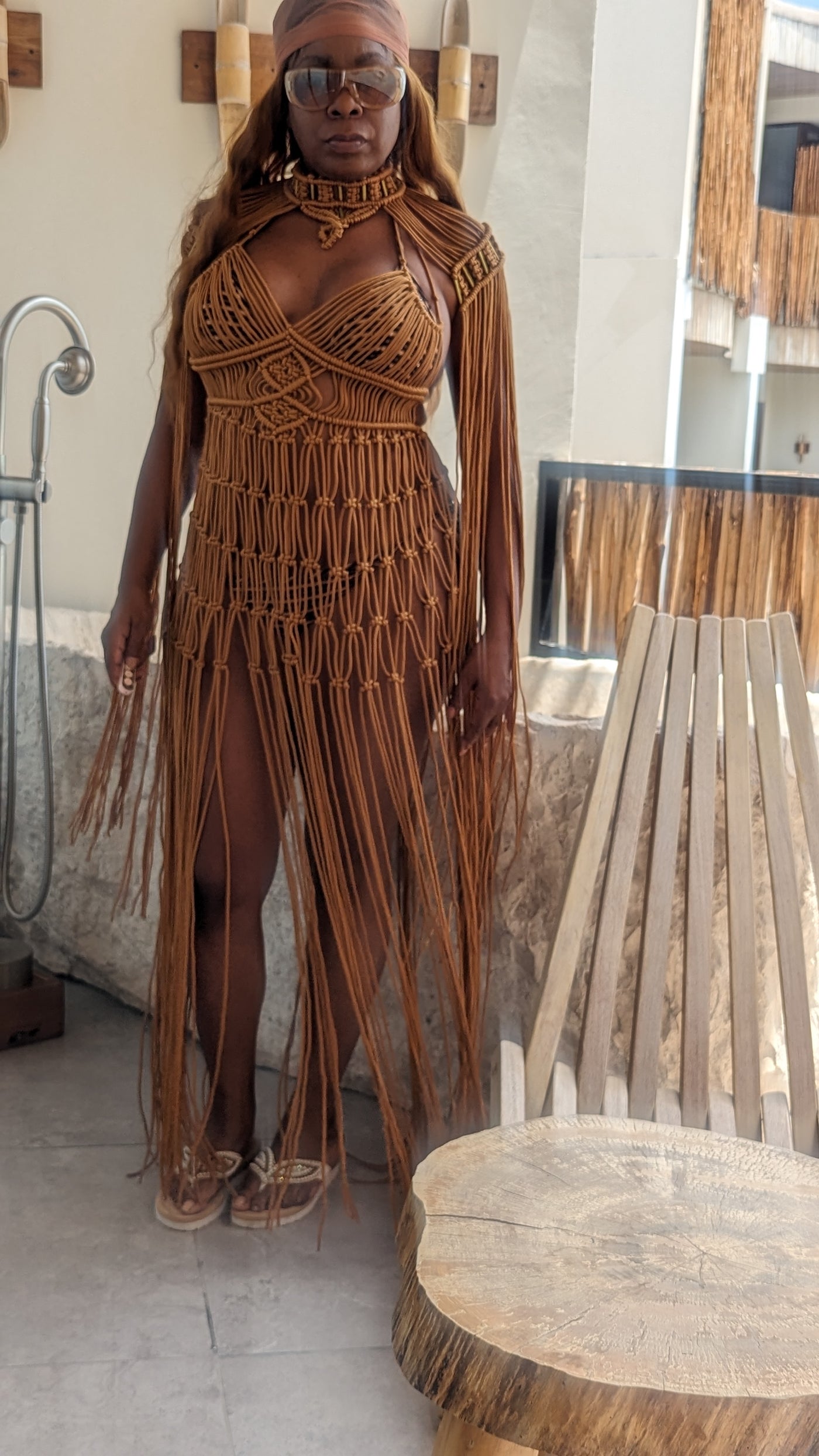 Discounted Caribbean Macrame Crochet Dress (Ready to Ship)