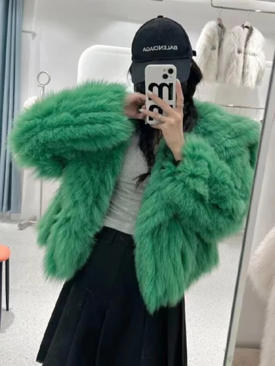 Cropped Faux Fur Mink Jacket