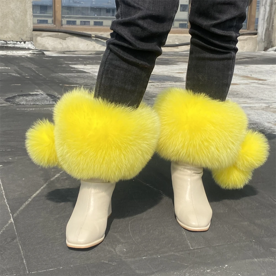 Natural Fur Leg Warmers - Cozy Winter Boot Covers | Luxury Plush Accessories