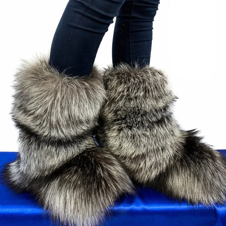 Fox Fur Boots – Winter Flat Boots