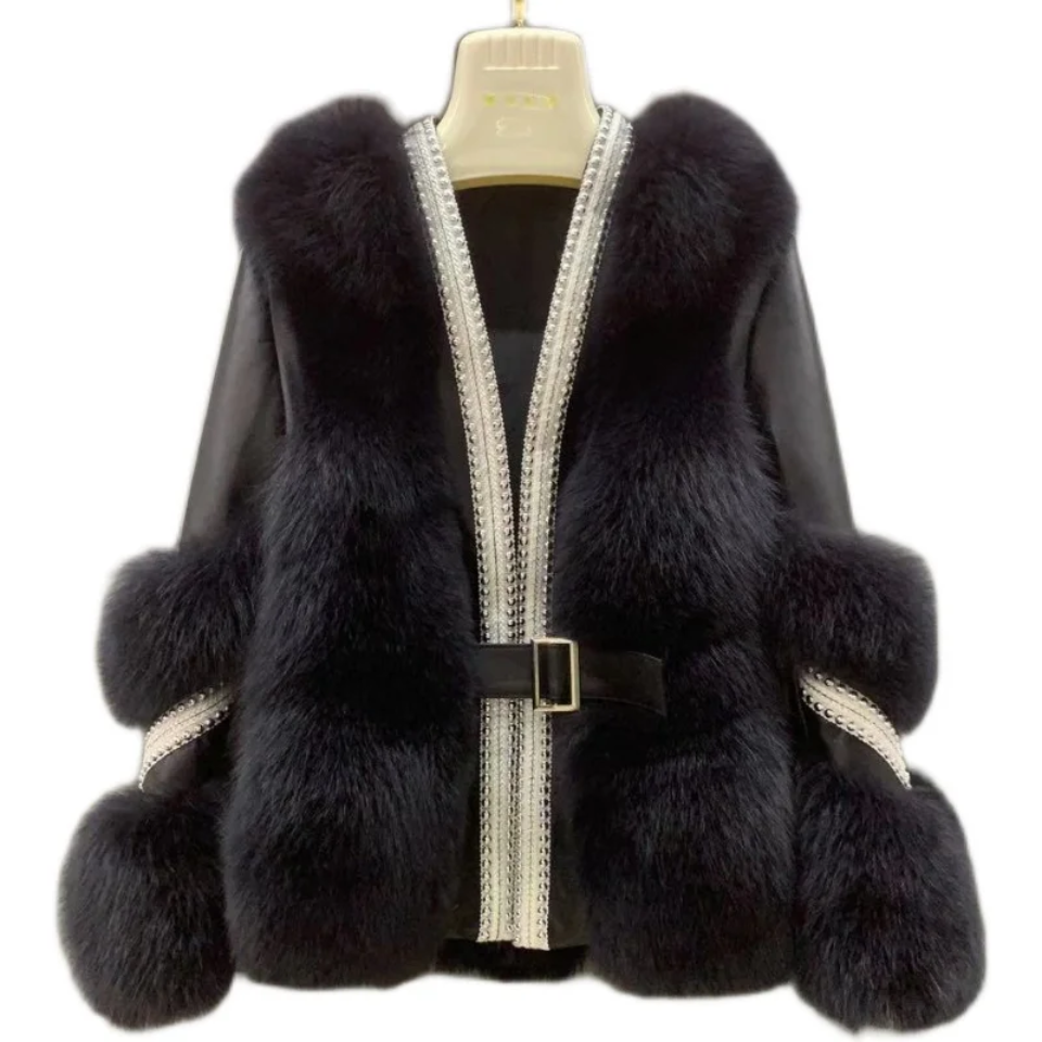 Detailed Faux Fluffy Fur Hip Jacket.