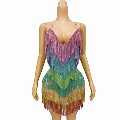 Rhinestone Fringes Chains Dress (Ready to Ship)