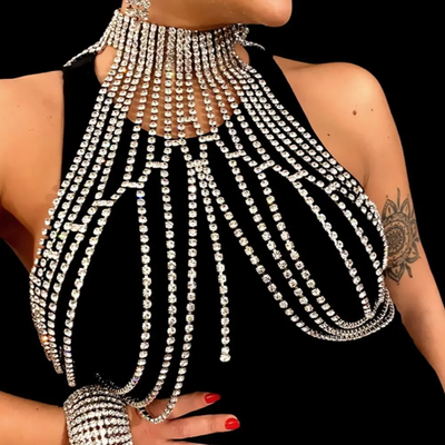 Rhinestone Chain Halter Top 2 (Ready to Ship)