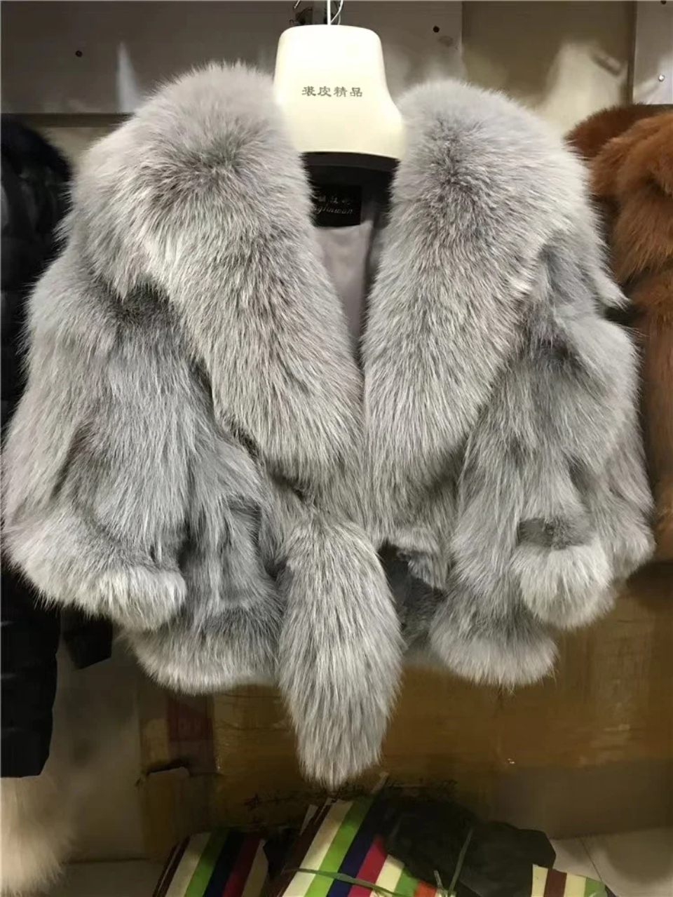 Crop Fox Fur Poncho Shawl- By Prima DND