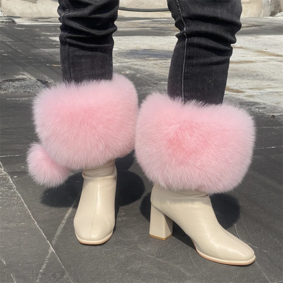 Natural Fur Leg Warmers - Cozy Winter Boot Covers | Luxury Plush Accessories