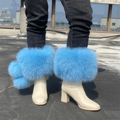 Natural Fur Leg Warmers - Cozy Winter Boot Covers | Luxury Plush Accessories