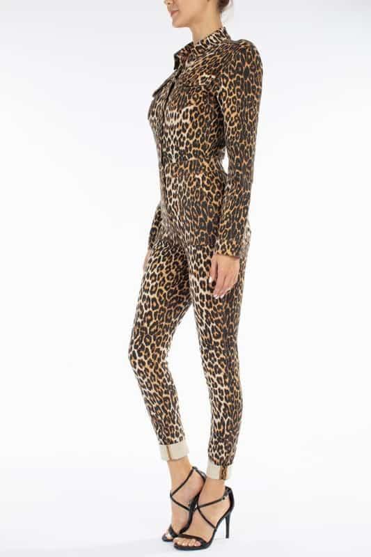 Denim Leopard Jumpsuit - Prima Dons & Donnas