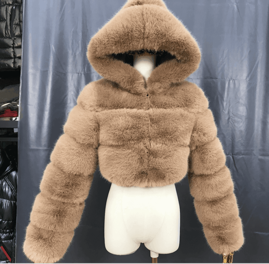 Crop Fluffy Faux Fur Jacket - Prima Dons & Donnas