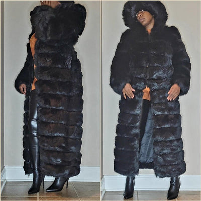 Long Fluffy Faux Fur Jacket - Prima Dons & Donnas