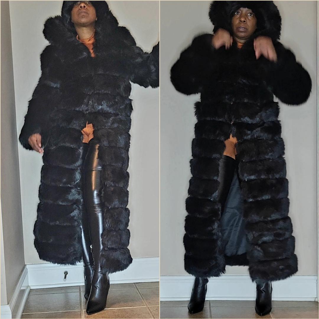 Long Fluffy Faux Fur Jacket - Prima Dons & Donnas