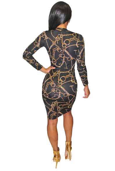 Chain Print Middle Cut Out Dress - Prima Dons & Donnas