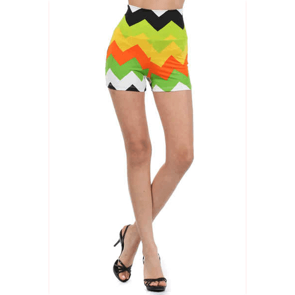 Chevron Print High Waist Shorts - Prima Dons & Donnas