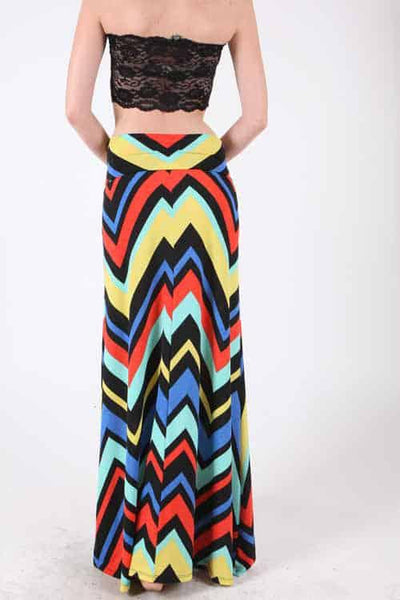 Chevron Print Maxi Skirt - Prima Dons & Donnas