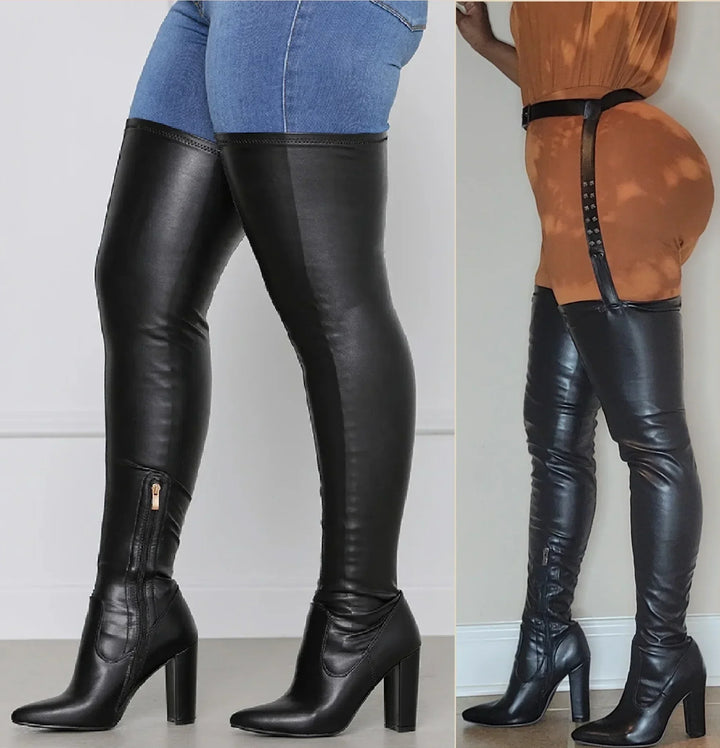 Thigh Garter Boots - Prima Dons Stretch Stiletto PU Prima Dons & Donnas Thigh Garter Boots - Prima Dons Stretch Stiletto PU Prima Dons & Donnas