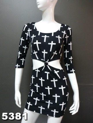 Crosses Design Mini Dress - Prima Dons & Donnas
