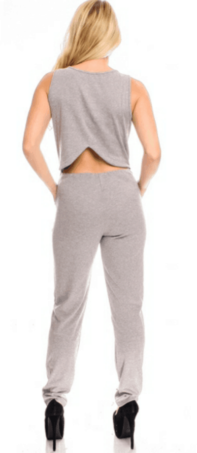 Easy Breezy Gray Back Out Jumpsuit - Prima Dons & Donnas