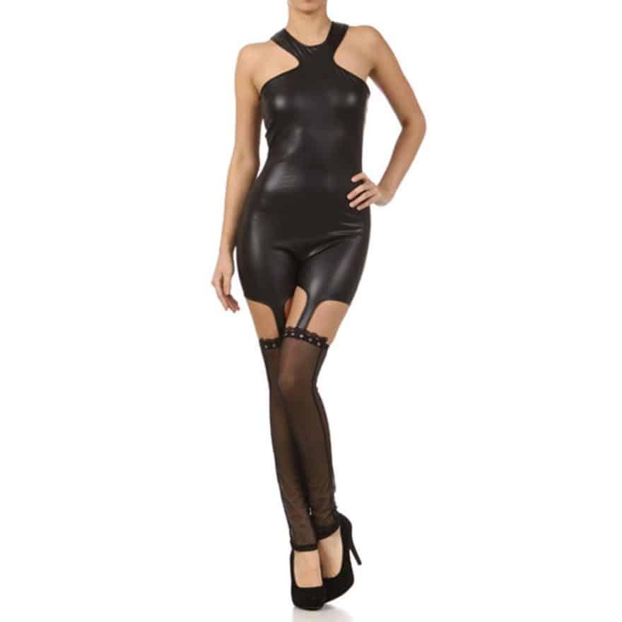 Exotic Stockings attached jumpsuit catsuit - Prima Dons & Donnas
