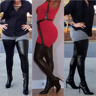 Stretch Thigh Belted Stiletto’s Boots