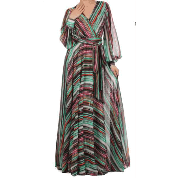Geographic Stripes Sheer Maxi Dress - Prima Dons & Donnas