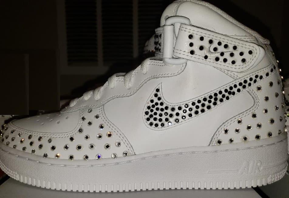 Mid Nike Air Force One Rhinestone Sneakers - Prima Dons & Donnas
