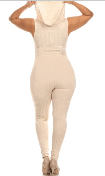 Hooded Ribbed Jumpsuit - Prima Dons & Donnas