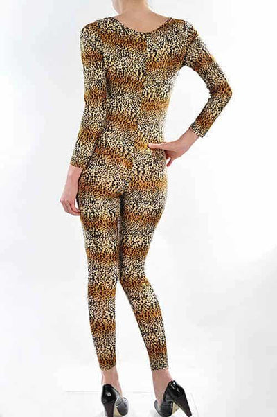 Long Sleeve Leopard Print jumpsuit catsuit - Prima Dons & Donnas
