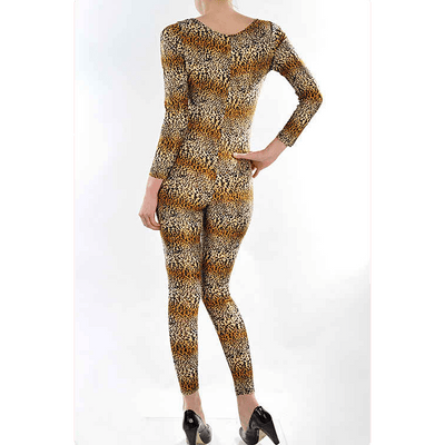 Long Sleeve Leopard Print jumpsuit catsuit - Prima Dons & Donnas