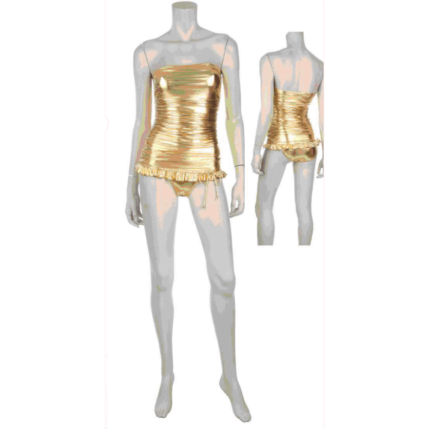 Metallic Ruched Ruffle Swim Suit - Prima Dons & Donnas