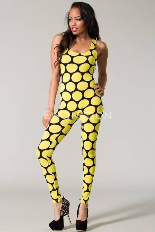 Feara Polka Dot Elastic Band jumpsuit catsuit - Prima Dons & Donnas